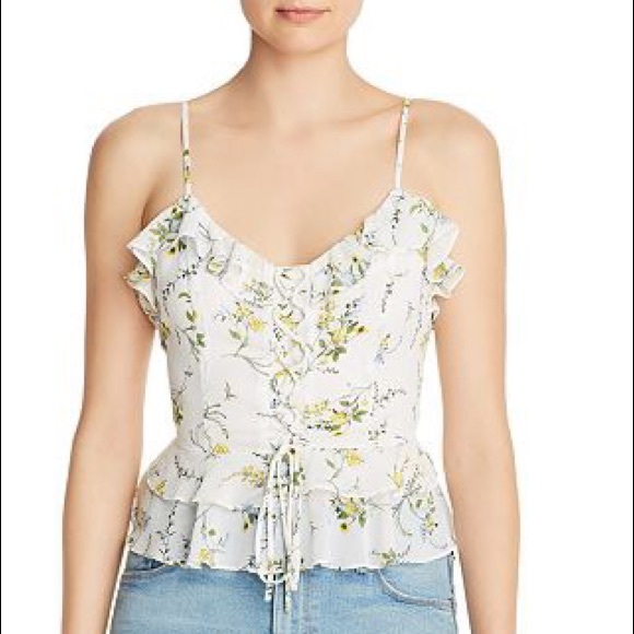 AQUA lace-up ruffle crop top- NWOT - Picture 1 of 4